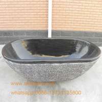 Hot Sale Freestanding Solid Bathroom Use Black Marble Bathtub